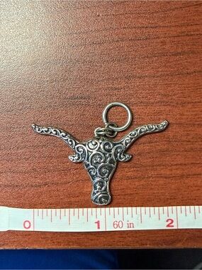 Silver Longhorn Pendant Charm